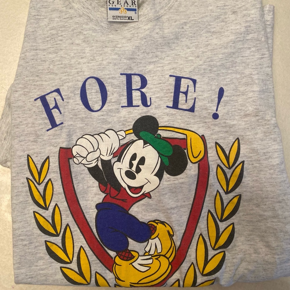 Disney Mickey Mouse Fore Vintage Golf Gear Dad Tee